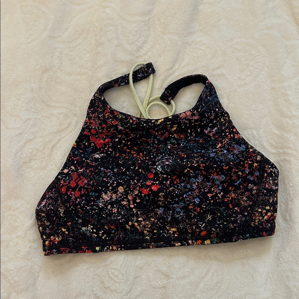lululemon athletica Black Floral High-Neck Tank Top